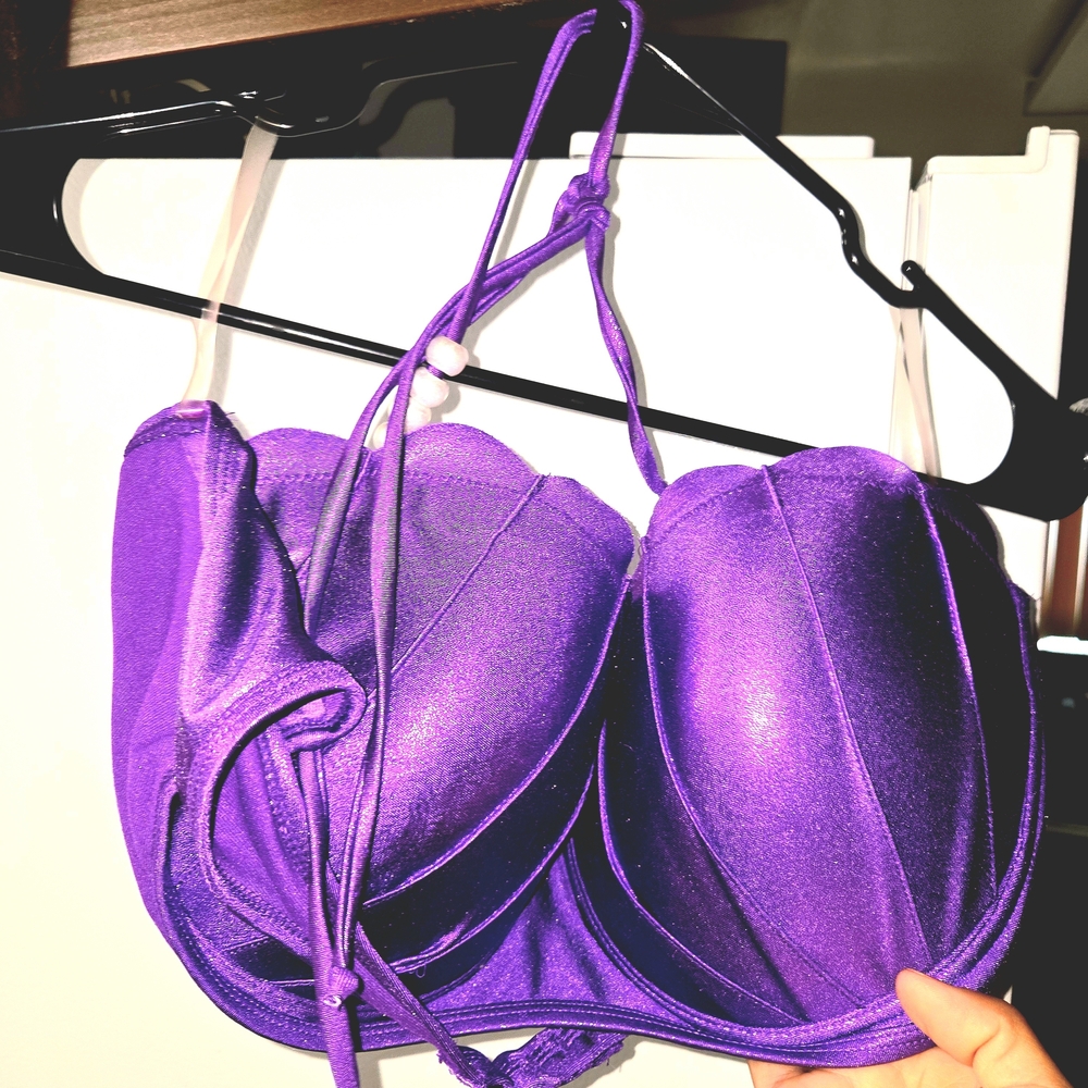 Hot-Topic Disney The Little Mermaid Shimmery💜 Push-Up Bikini Top🐚🧜‍♀️